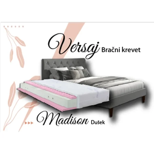 Versaj Bračni Krevet 201x149x112 cm + Madison Dušek za Bračni krevet 140x190 cm
