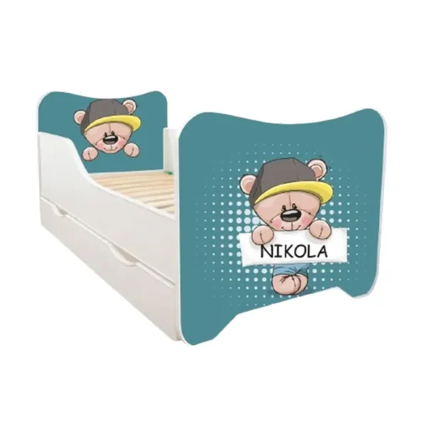 ABC Beds Dečiji Krevet sa Fiokom160X80 cm Meda Plavi sa Imenom Vašeg Deteta