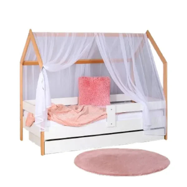 Krevet Kucica Sa Fiokom I Dušekom(9Cm) 180X80 Domek Beli (Bukva)