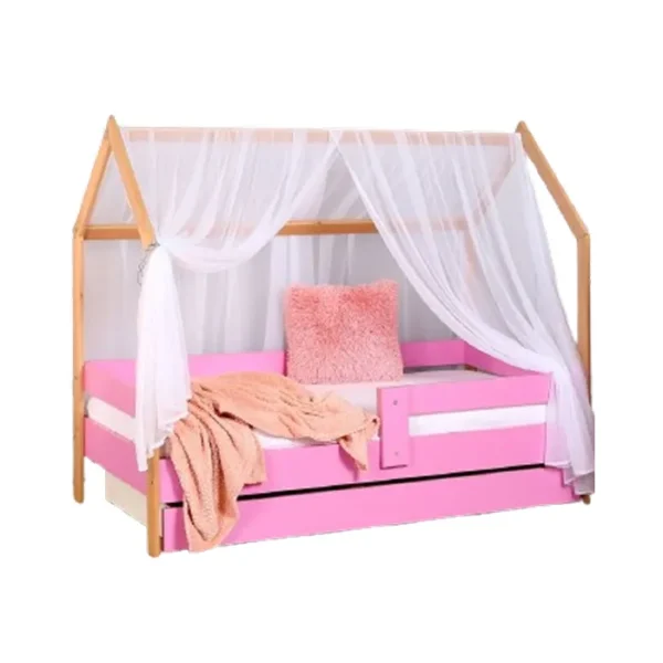 Krevet Kucica Sa Fiokom I Dušekom160X80 Domek Roze (Bukva)